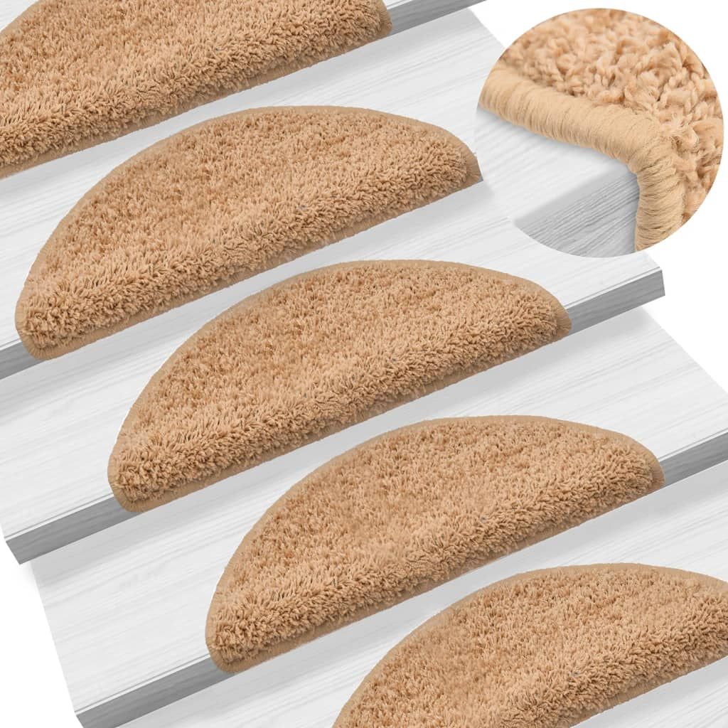 Tappetini per scale 10 pz 56x17x3 cm Beige Semicircolari vidaXL