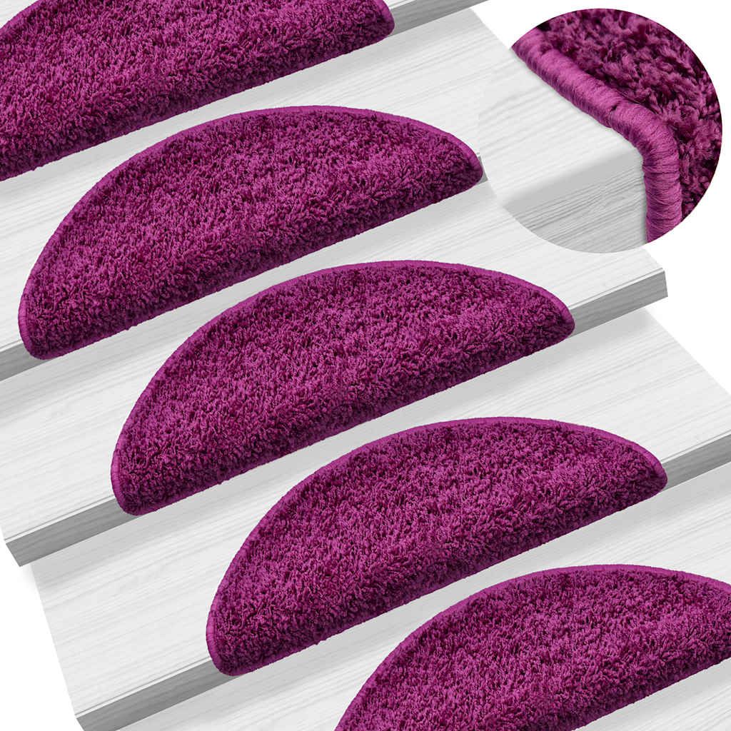 Tappetini per scale 15 pz 56x17x3 cm Viola Semicircolari vidaXL