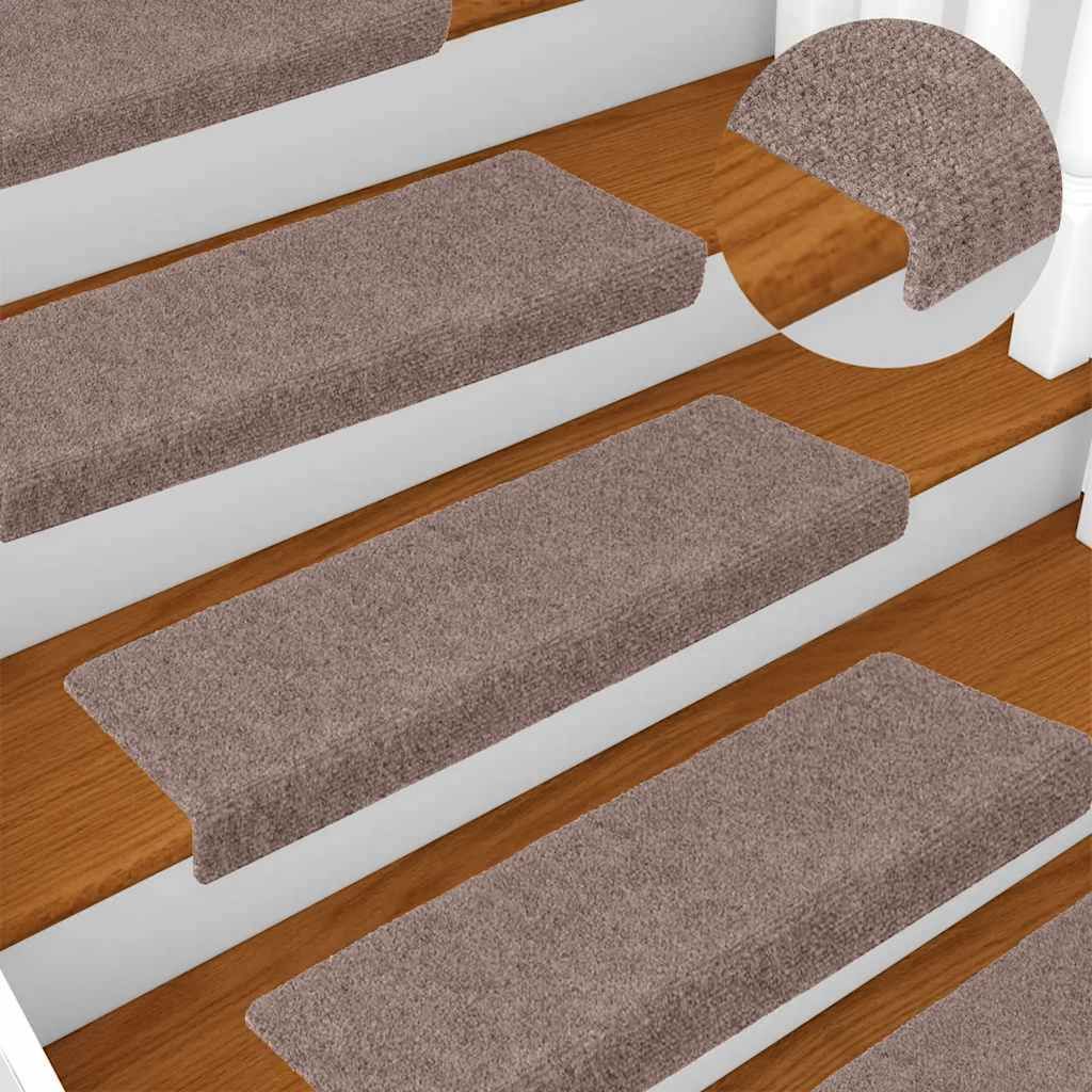 Tappetini per scale autoadesivi 5 pz 65x21x4 cm Marrone Chiaro Bordo rettangolare vidaXL