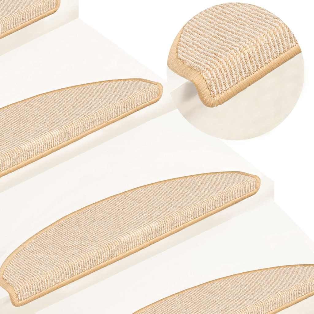 Tappetini per scale 15 pz 65x21x4 cm Crema Semicircolari Grandi vidaXL