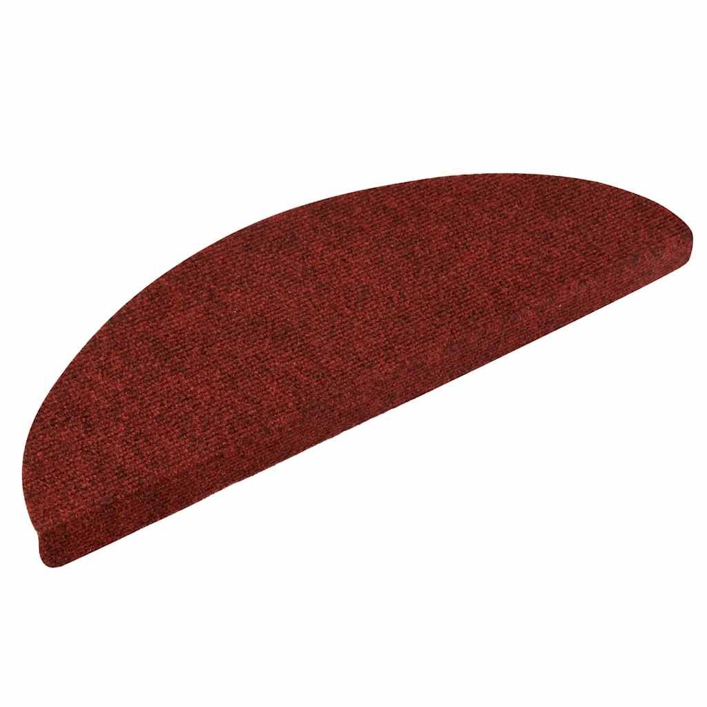 Tappetini per scale autoadesivi 10 pz 56x17x3 cm Bordeaux Rosso Semicircolari vidaXL