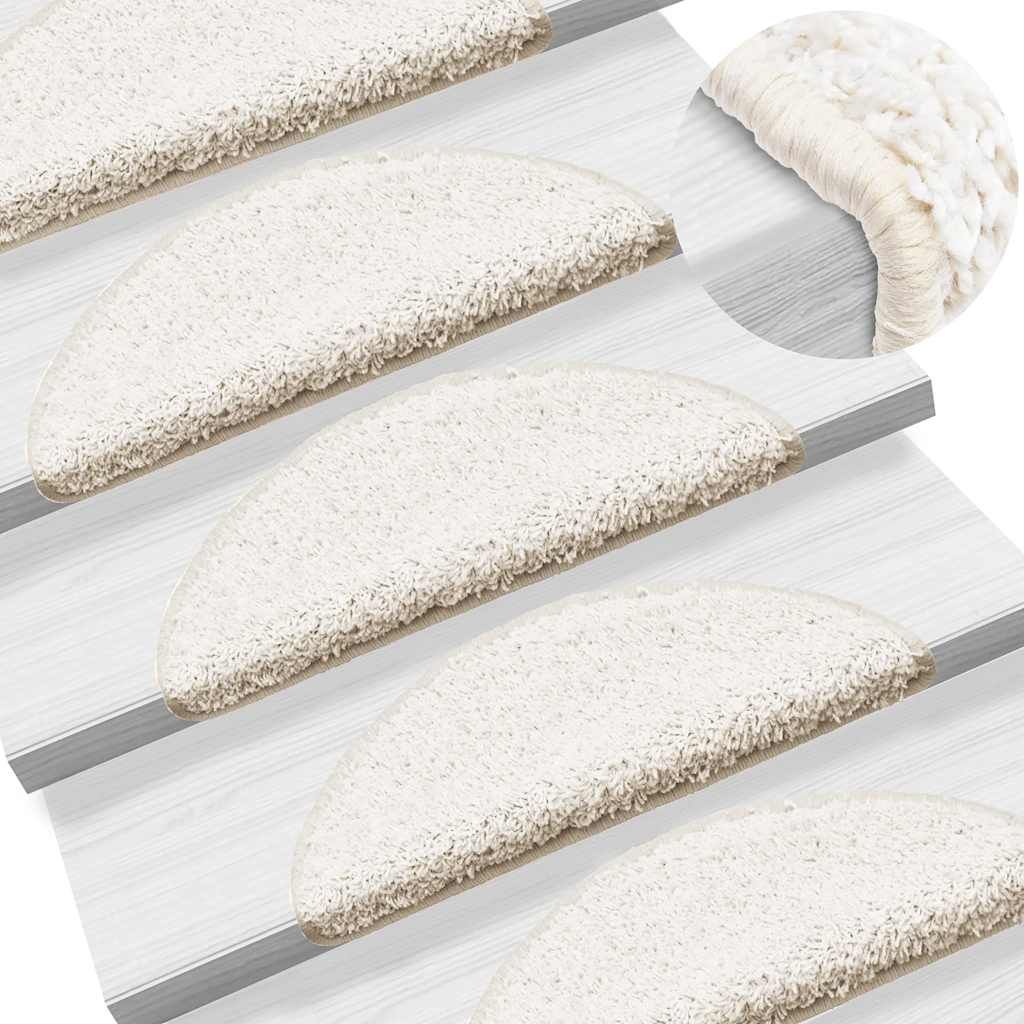 Tappetini per scale 15 pz 56x17x3 cm Bianco Semicircolari vidaXL