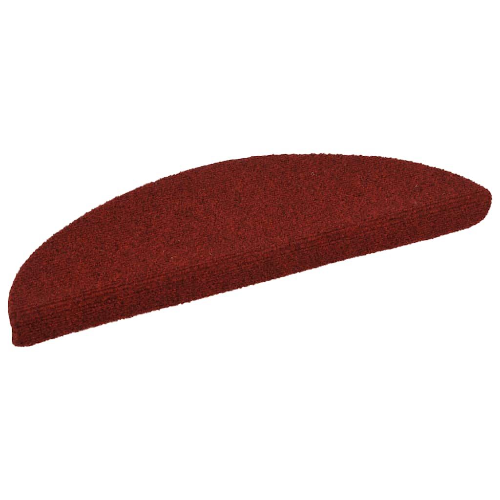 Tappetini per scale autoadesivi 15 pz 56x17x3 cm Bordeaux Rosso Semicircolari vidaXL