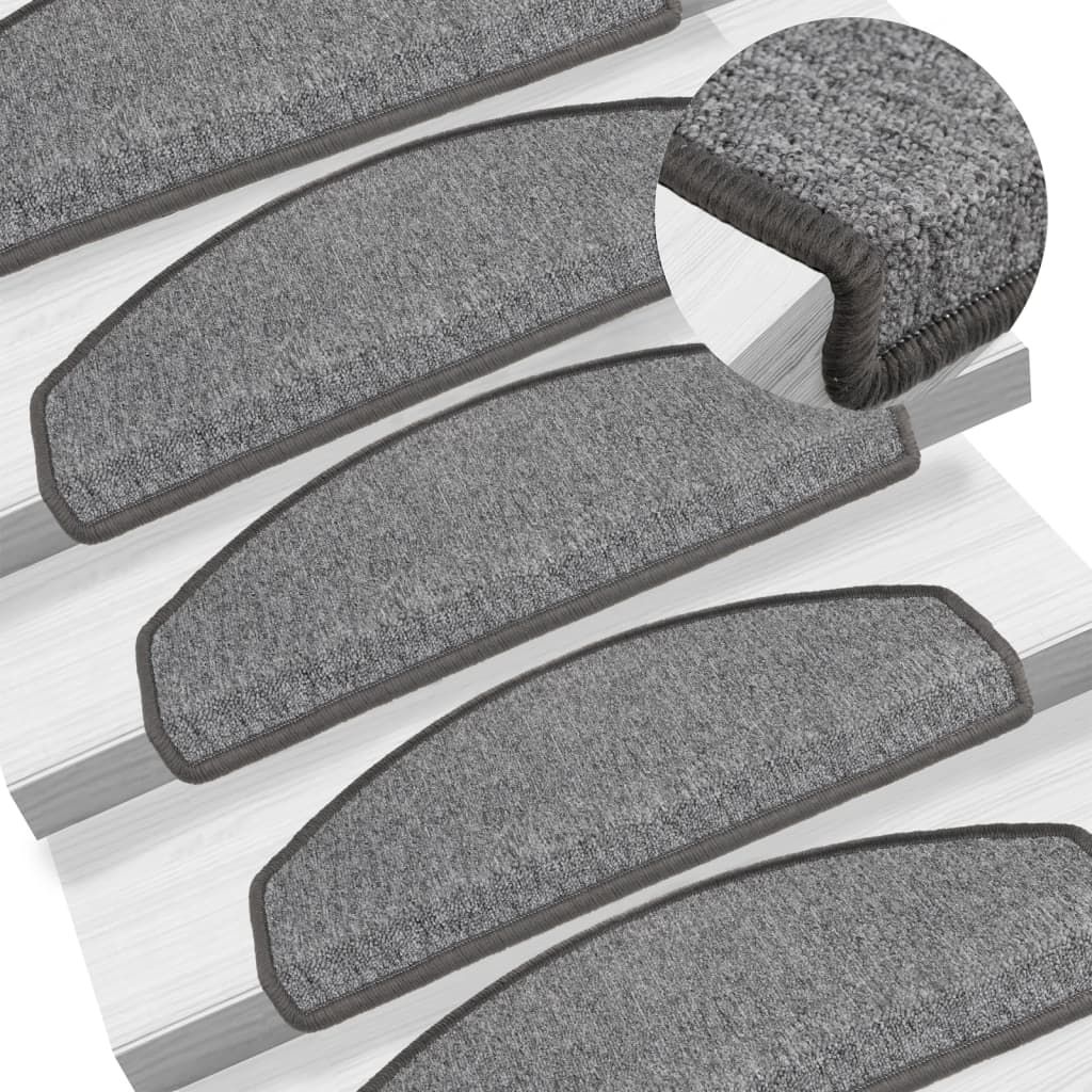 Tappetini per scale 15 pz 65x24x4 cm Grigio scuro Semicircolari Grandi vidaXL