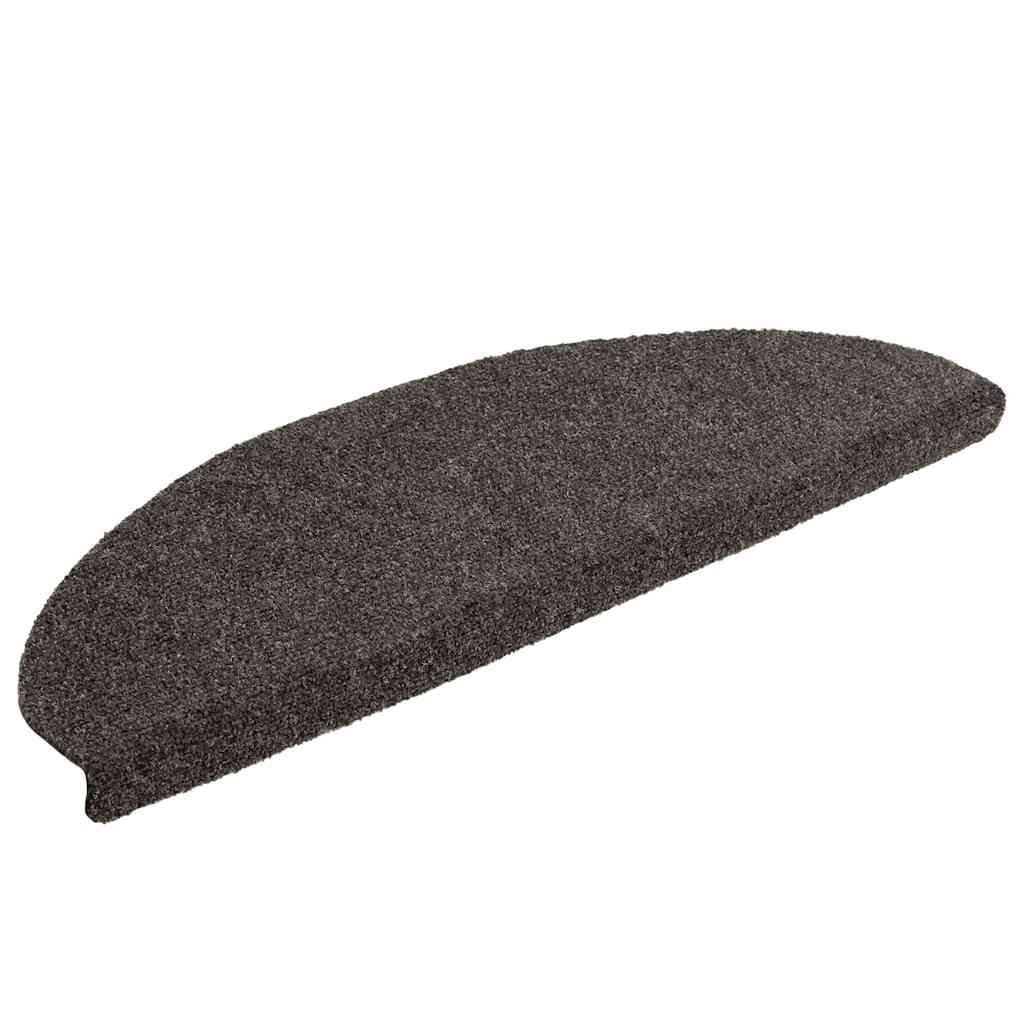Tappetini per scale autoadesivi 10 pz 65x21x4 cm Antracite Semicircolari Grandi vidaXL