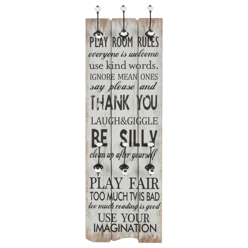 Appendiabiti da Parete con 6 Ganci THANK YOU 120x40 cm vidaXL