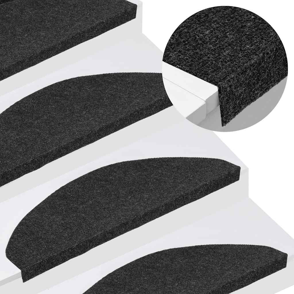 Tappetini Autoadesivi per Scale 15 pz 65x22,5x3,5 cm Neri vidaXL