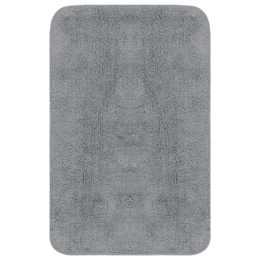 Set Tappetini per Bagno 3 pz in Tessuto Grigio vidaXL