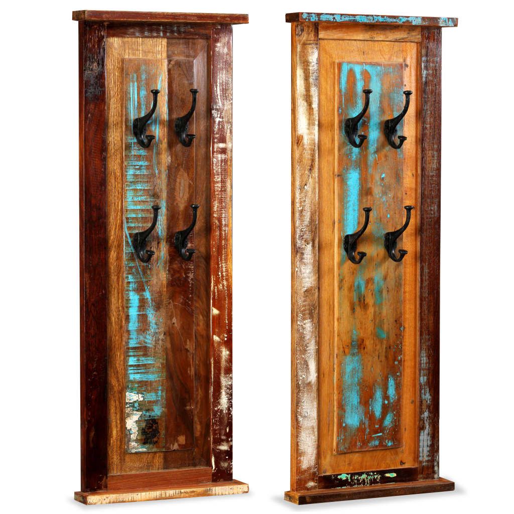 Appendiabiti 2 pz in Legno Massello di Recupero 38x100 cm vidaXL