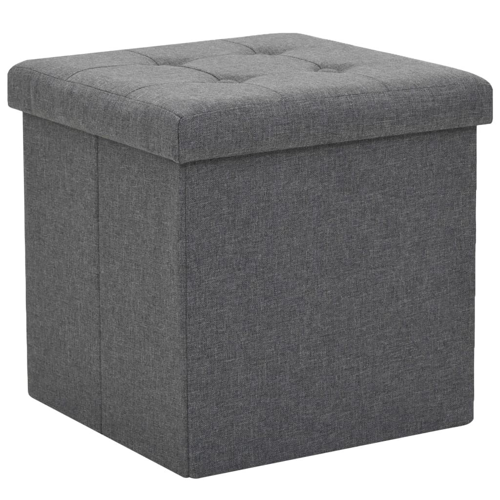 Pouf Pieghevoli con Contenitore 2pz Grigio Scuro in Simil Lino vidaXL
