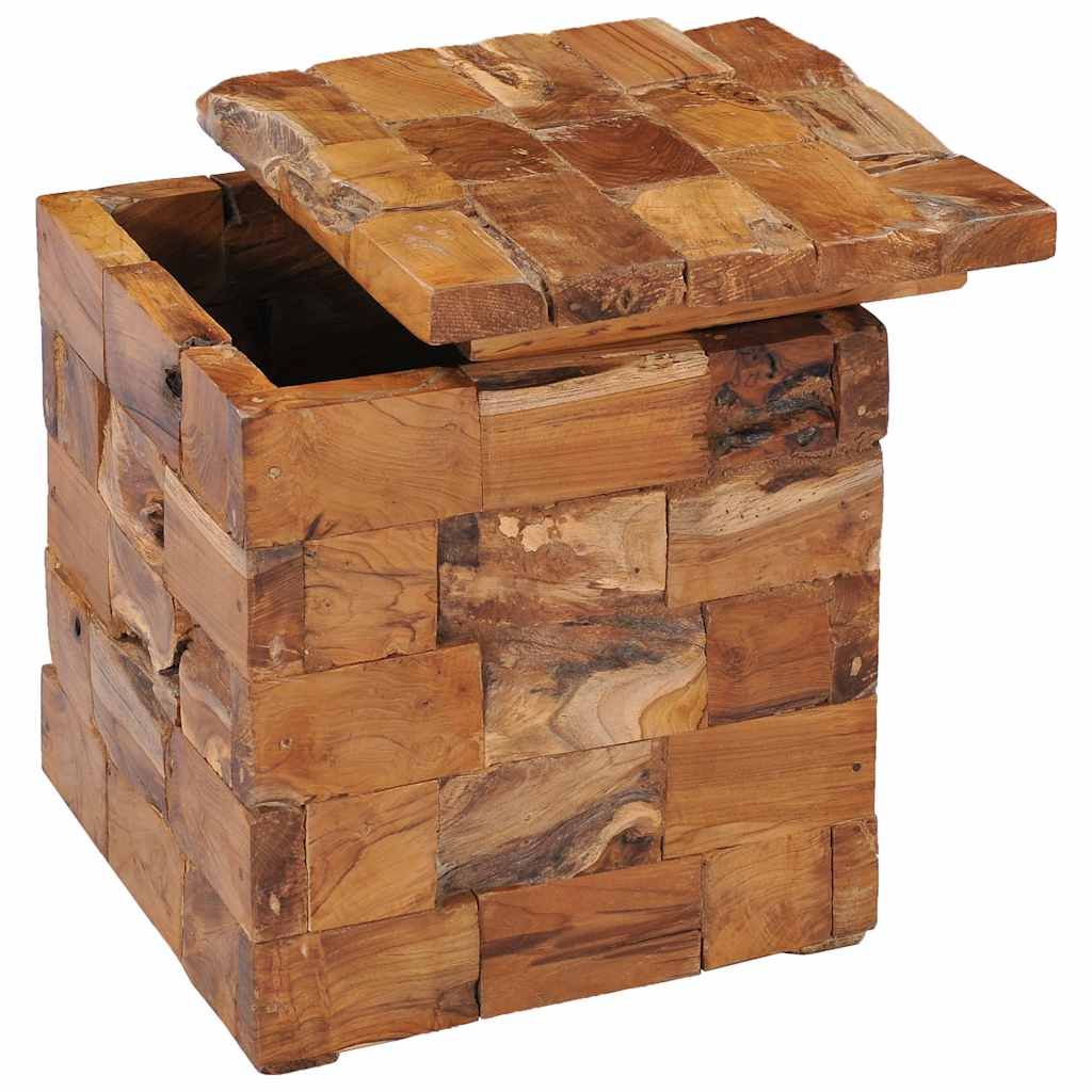 Sgabello con Contenitore in Legno Massello di Teak vidaXL