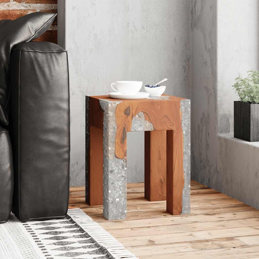 Sgabello in Legno Massello di Teak e Resina vidaXL