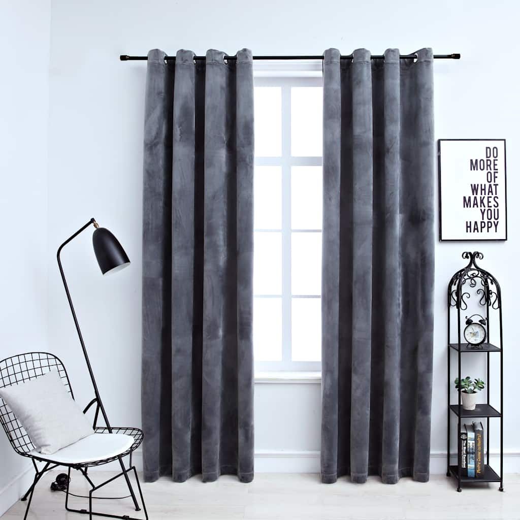 Tende Oscuranti con Anelli 2 pz Antracite in Velluto 140x175 cm vidaXL