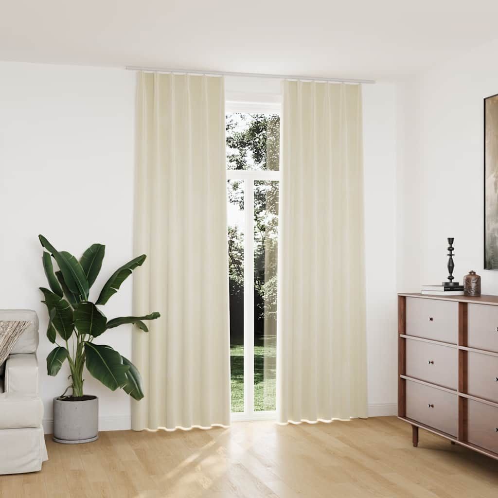 Tende Oscuranti con Ganci 2 pz Crema in Velluto 140x245 cm vidaXL