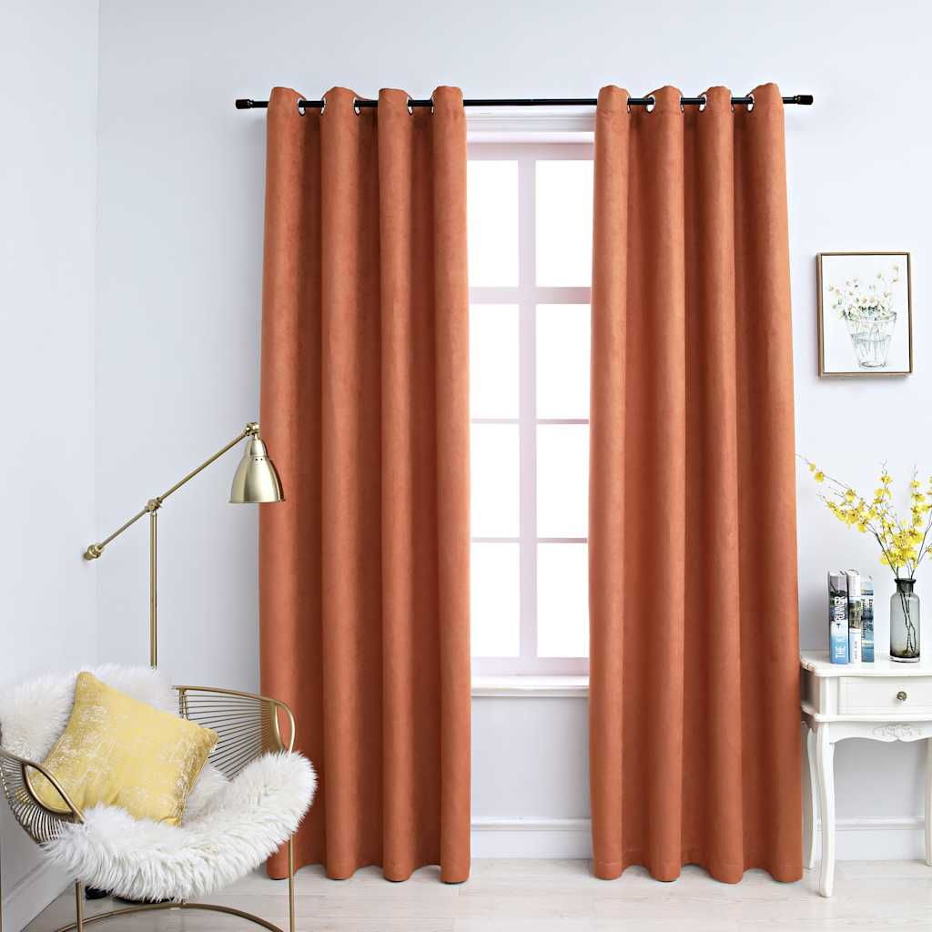 Tende Oscuranti con Anelli in Metallo 2 pz Ruggine 140x175 cm vidaXL