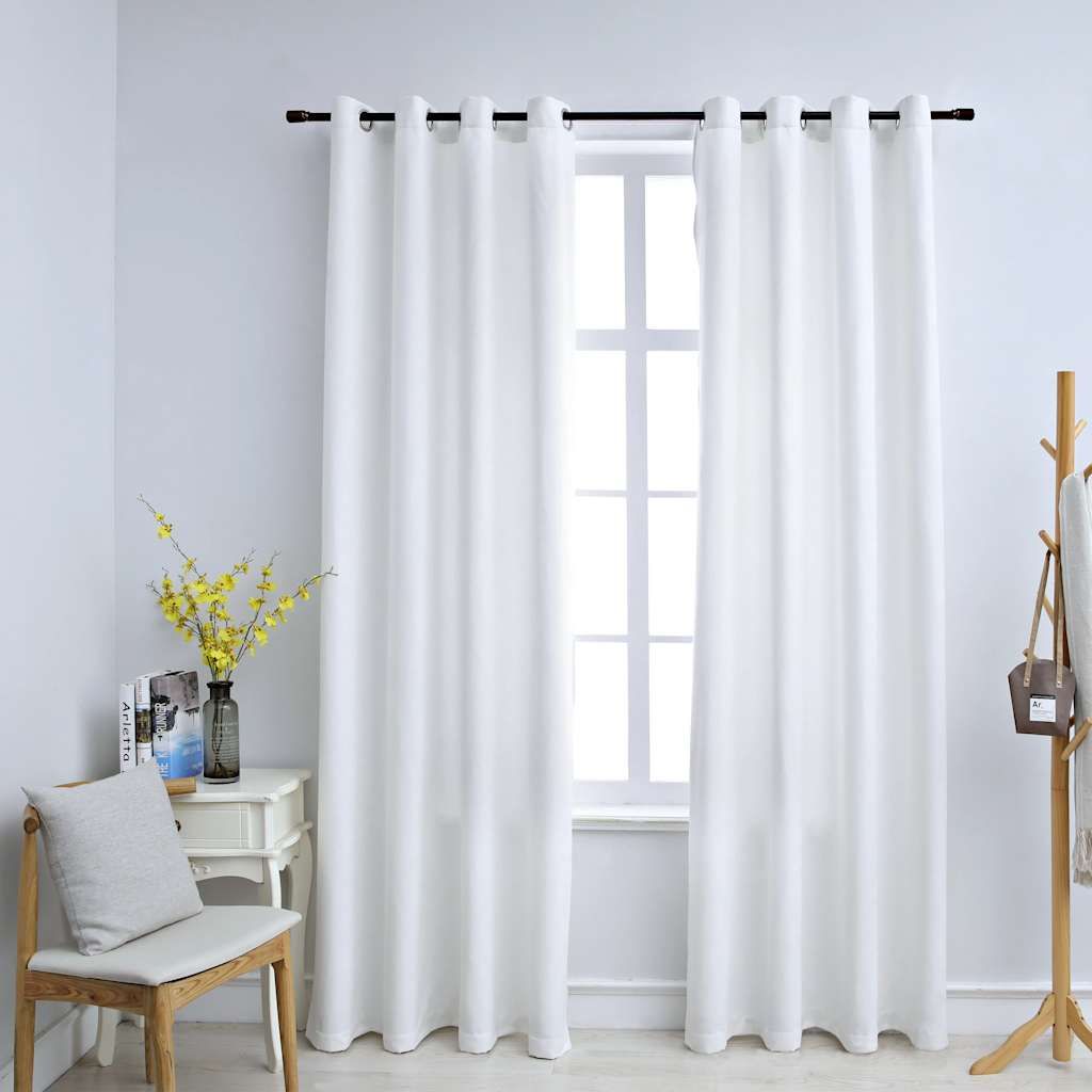 Tende Oscuranti con Anelli in Metallo 2 pz Avorio 140x225 cm vidaXL