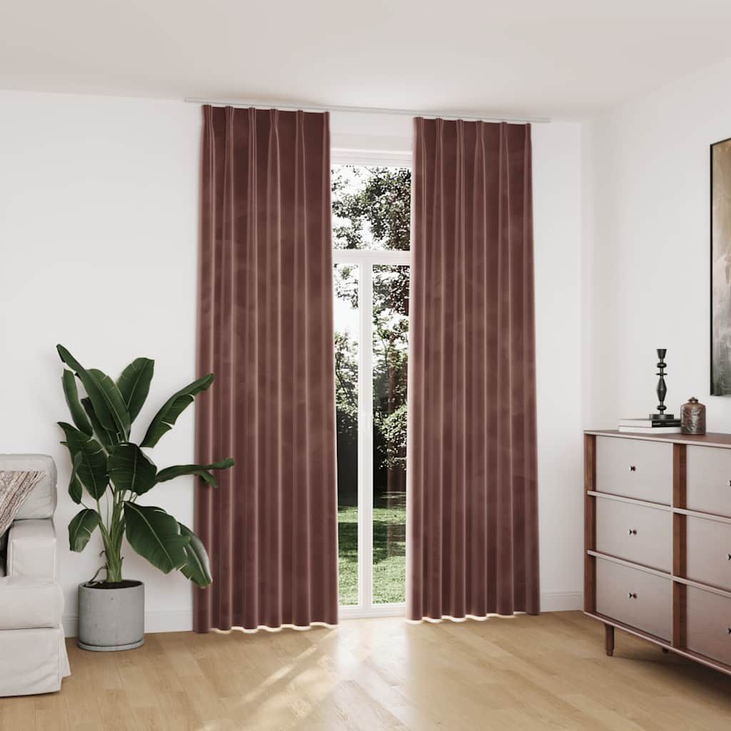 Tende Oscuranti con Ganci 2 pz Rosa Antico in Velluto 140x245cm vidaXL