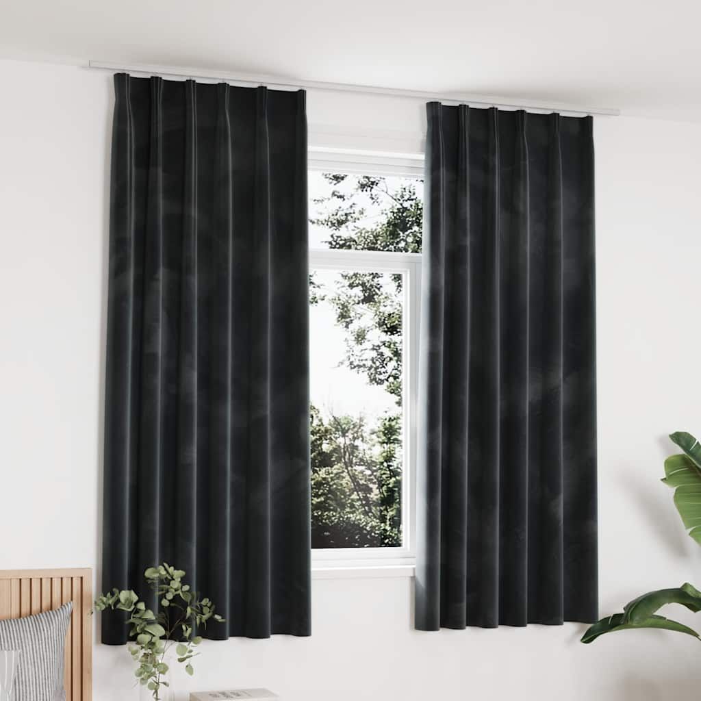 Tende Oscuranti con Ganci 2 pz Antracite in Velluto 140x175 cm vidaXL