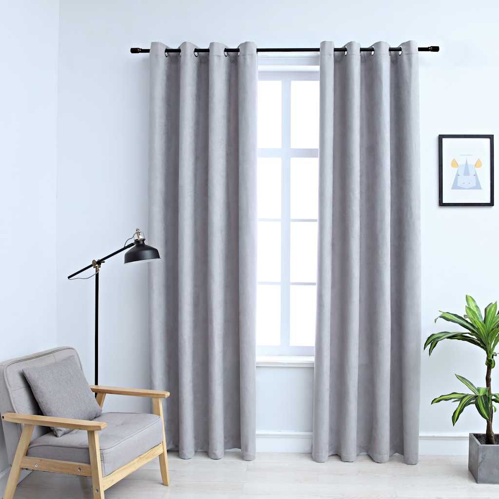 Tende Oscuranti con Anelli in Metallo 2 pz Grigie 140x175 cm vidaXL