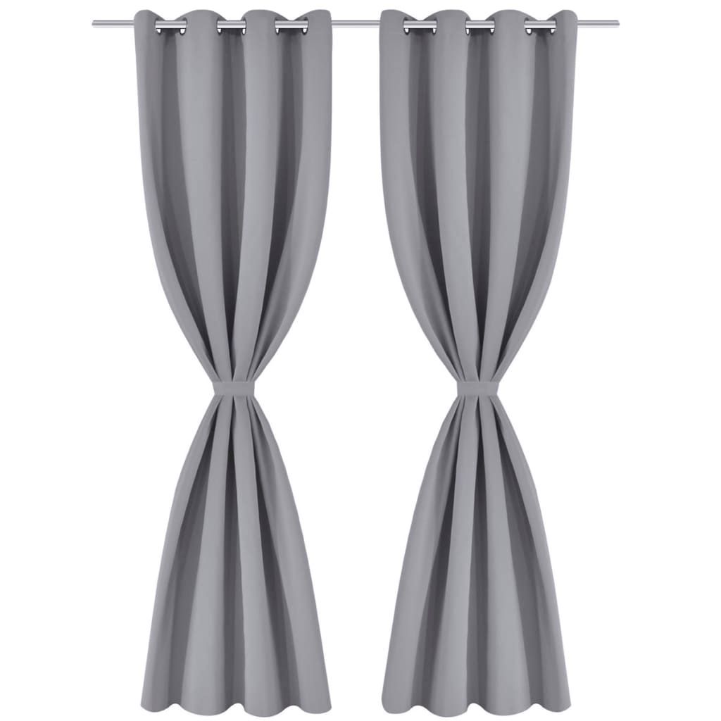 2 Pz Tende Oscuranti con Occhielli in Metallo 135x175 cm Grigie vidaXL