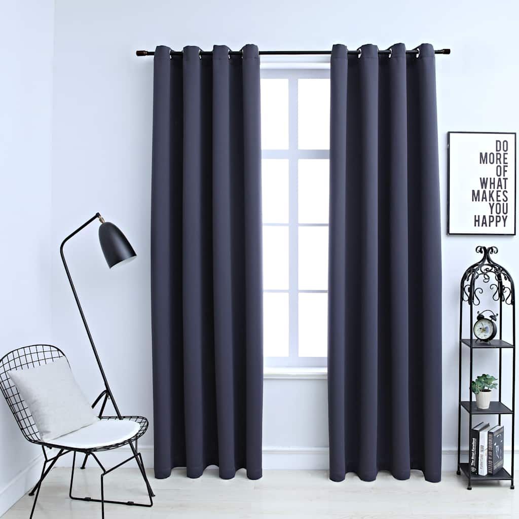 Tende Oscuranti con Anelli in Metallo 2 pz Antracite 140x245 cm vidaXL