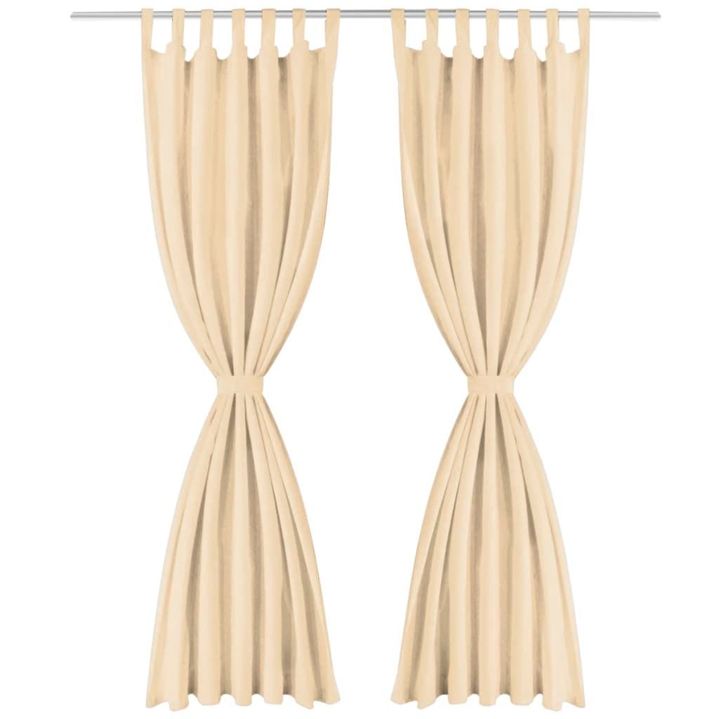 Tende in Micro Raso 2 pz con Passanti 140x245 cm Beige vidaXL