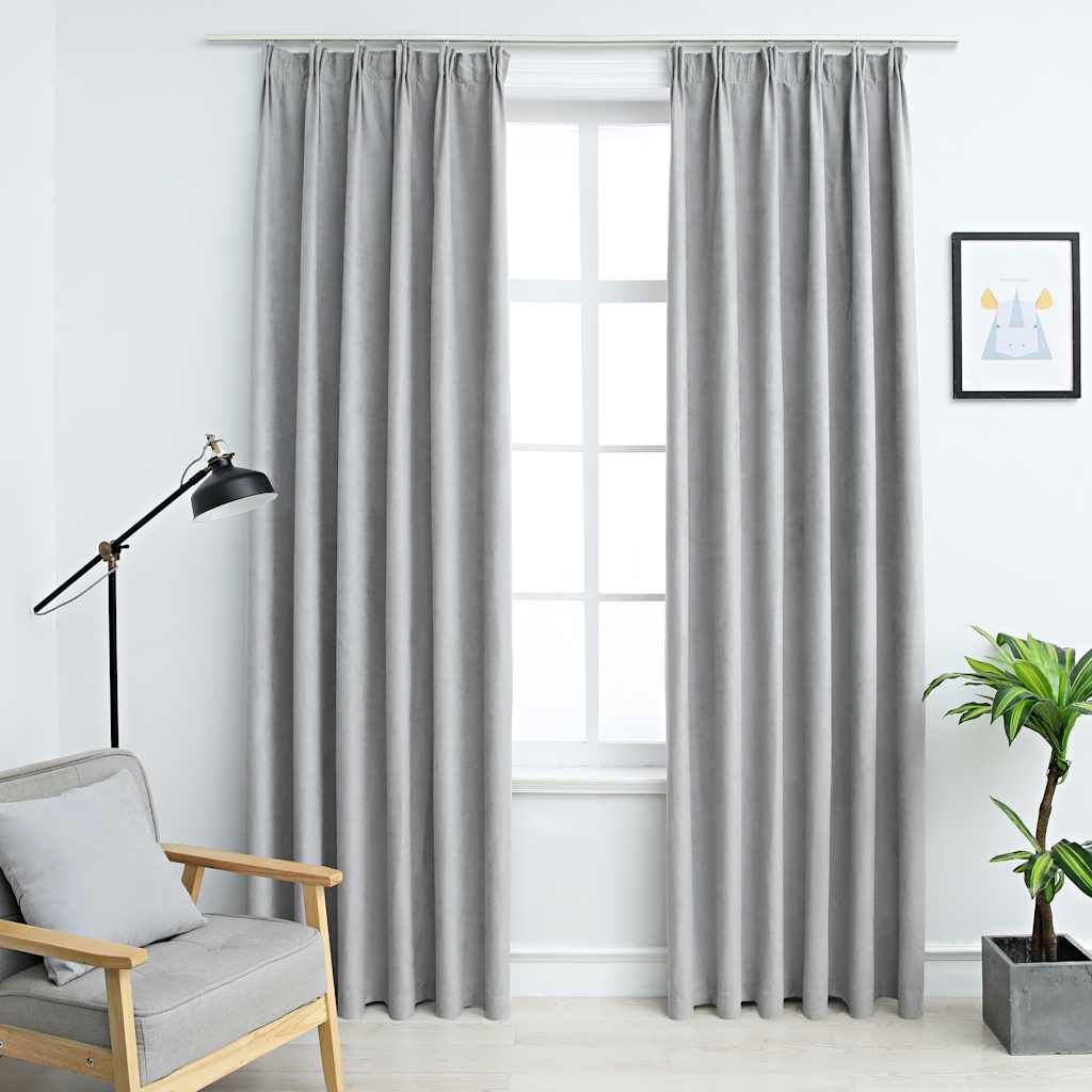 Tende Oscuranti con Ganci 2 pz Grigie 140x175 cm vidaXL