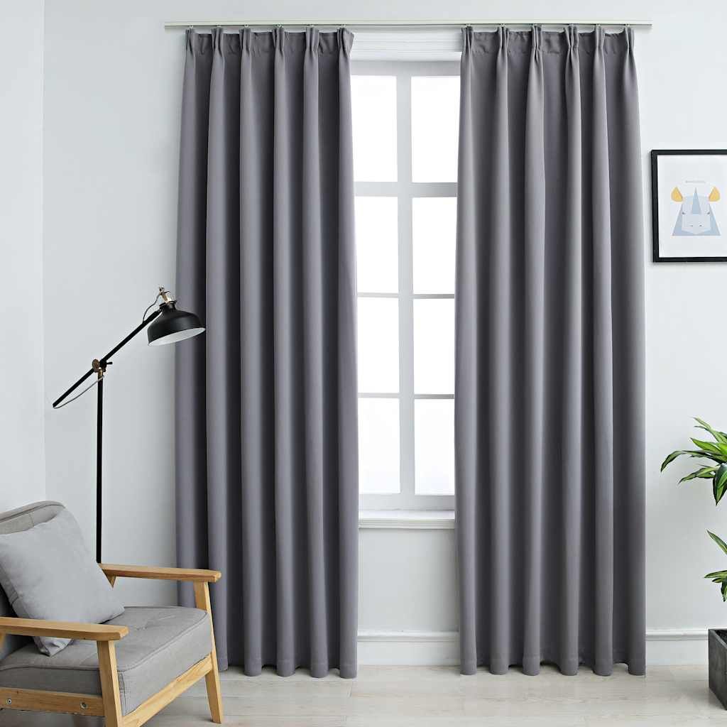 Tende Oscuranti con Ganci 2 pz Grigie 140x225 cm vidaXL