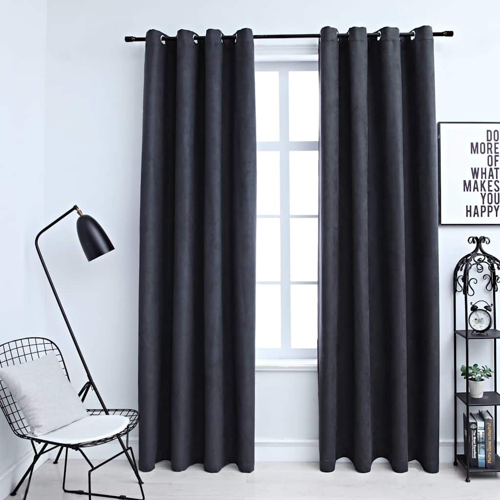 Tende Oscuranti con Anelli in Metallo 2 pz Antracite 140x225 cm vidaXL