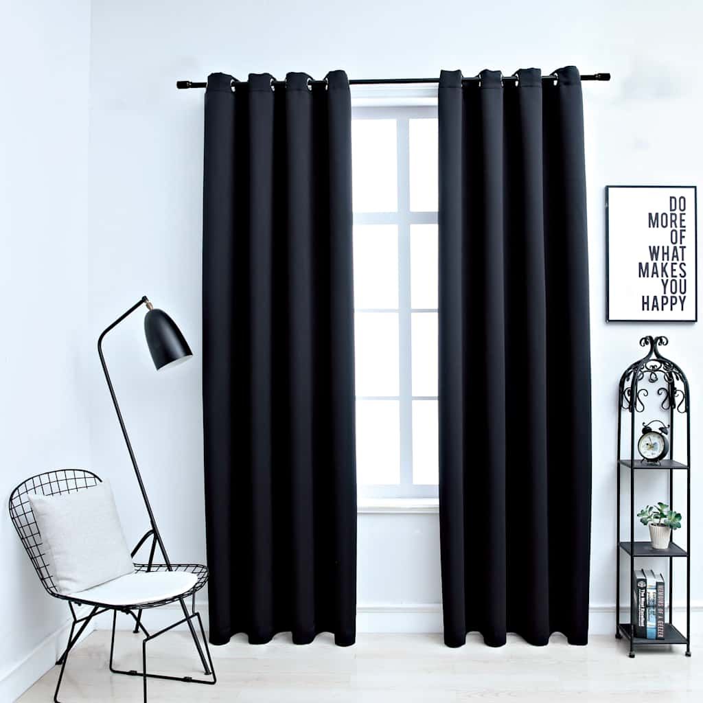 Tende Oscuranti con Anelli in Metallo 2 pz Nere 140x245 cm vidaXL