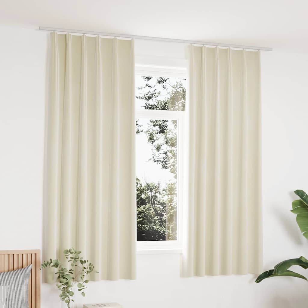 Tende Oscuranti con Ganci 2 pz Crema in Velluto 140x175 cm vidaXL