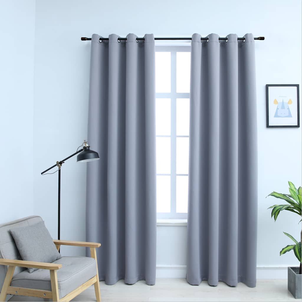 Tende Oscuranti con Anelli in Metallo 2 pz Grigie 140x175 cm vidaXL