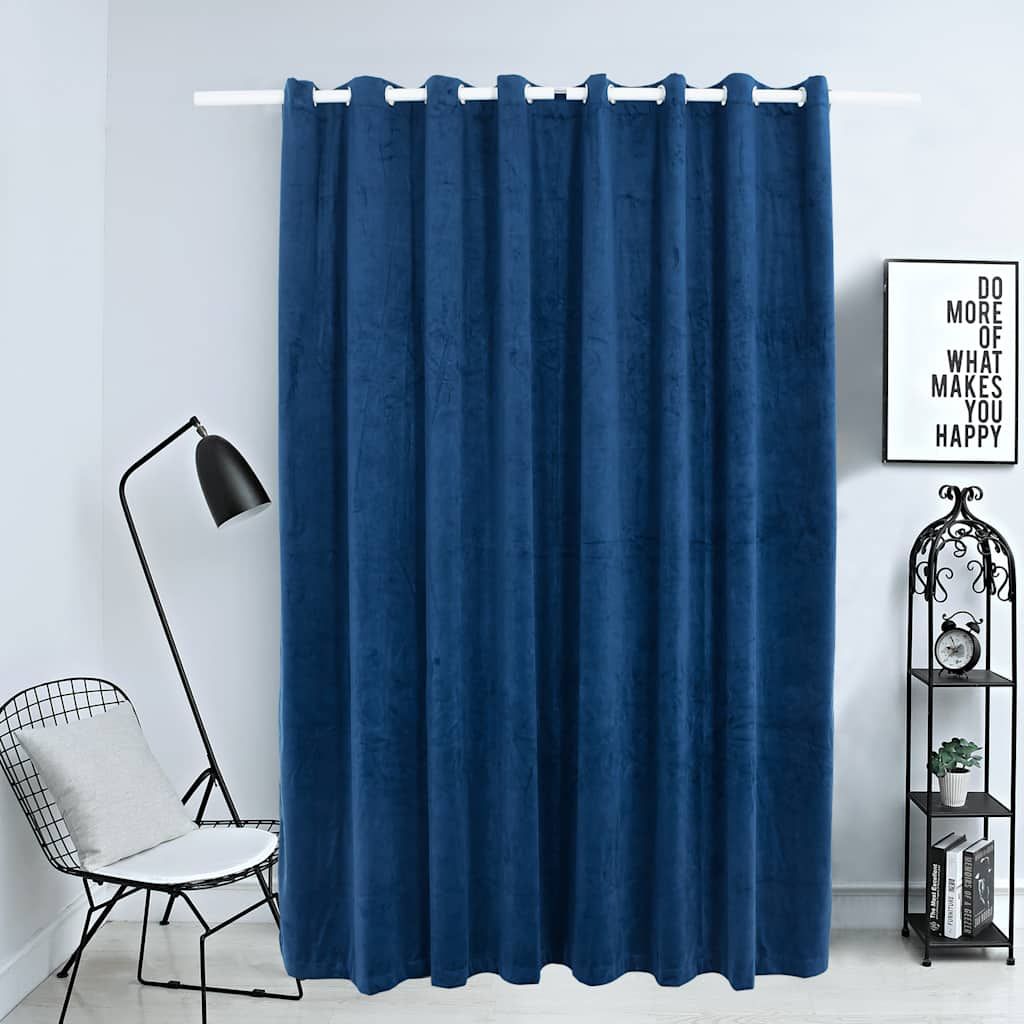 Tenda Oscurante Anelli in Metallo Velluto Blu Scuro 290x245 cm vidaXL
