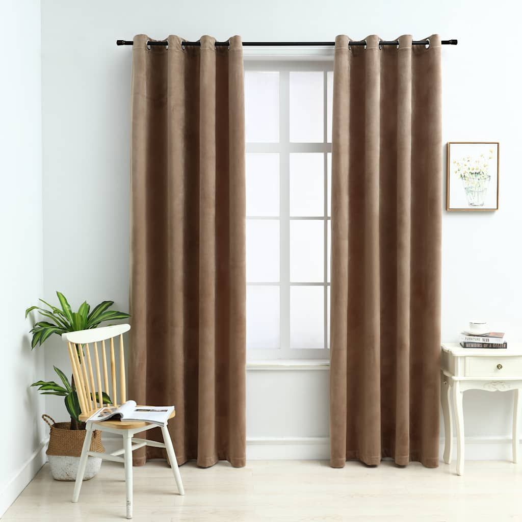 Tende Oscuranti con Anelli 2 pz Beige in Velluto 140x245 cm vidaXL