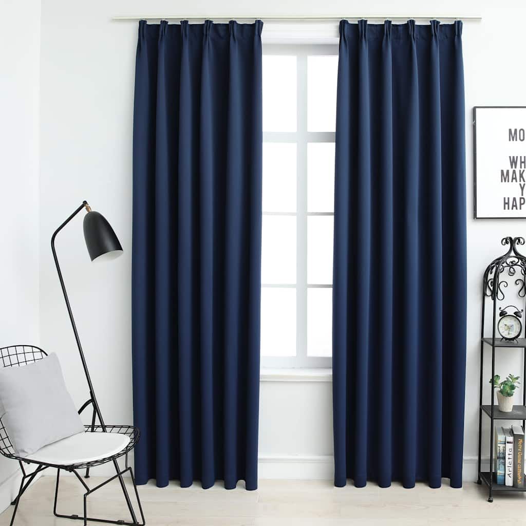 Tende Oscuranti con Ganci 2 pz Blu 140x225 cm vidaXL