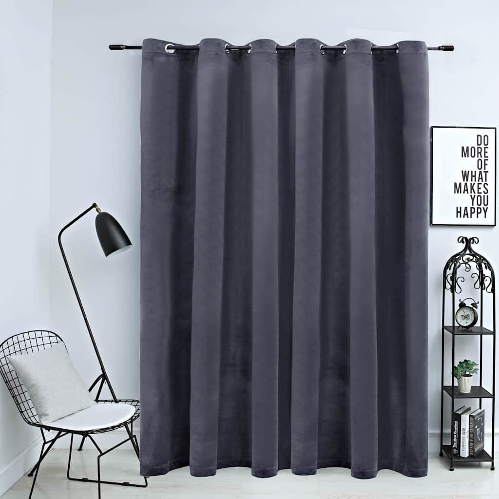 Tenda Oscurante Anelli in Metallo Velluto Antracite 290x245 cm vidaXL