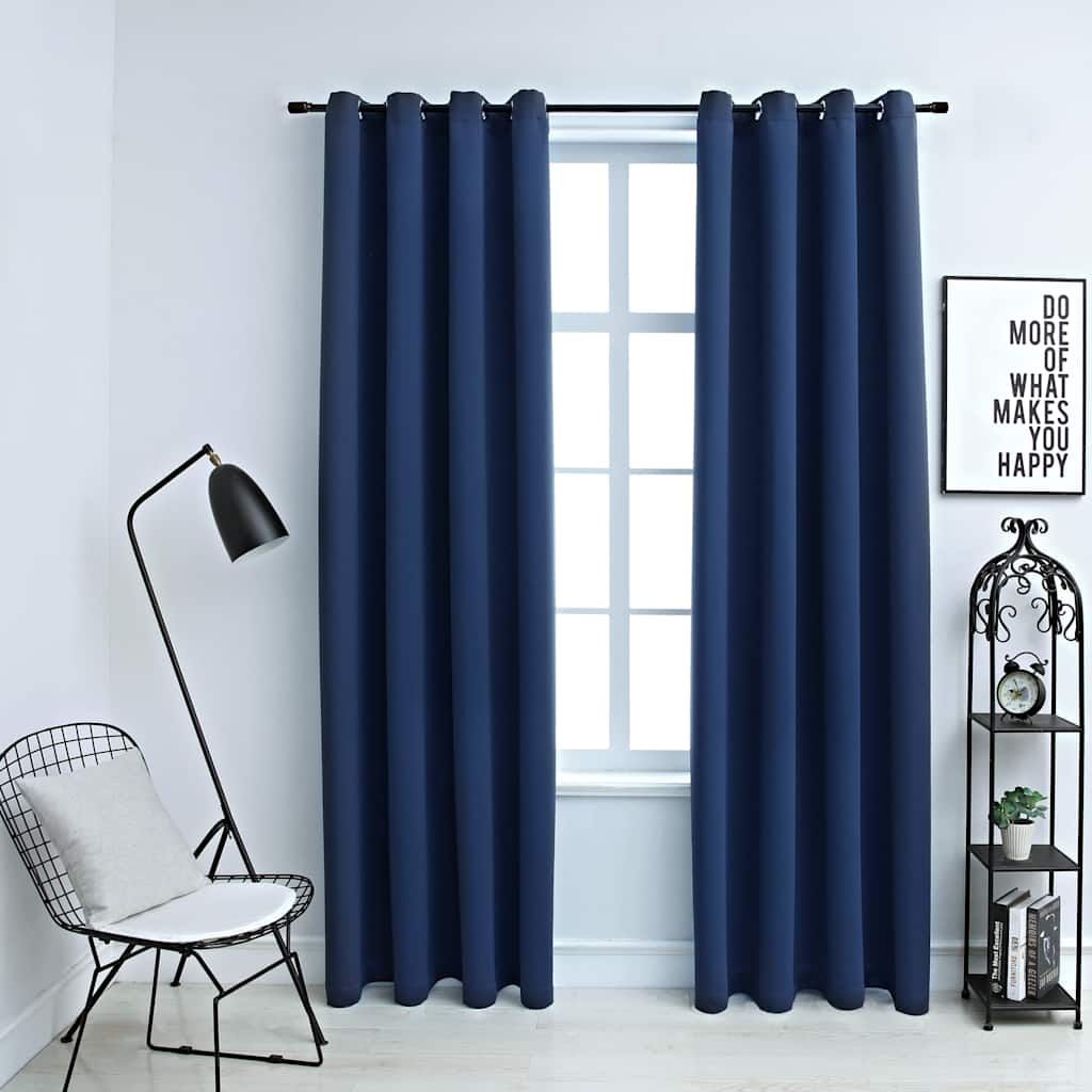 Tende Oscuranti con Anelli in Metallo 2 pz Blu 140x245 cm vidaXL