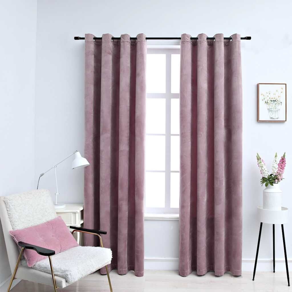 Tende Oscuranti con Anelli 2pz Rosa Antico in Velluto 140x175cm vidaXL