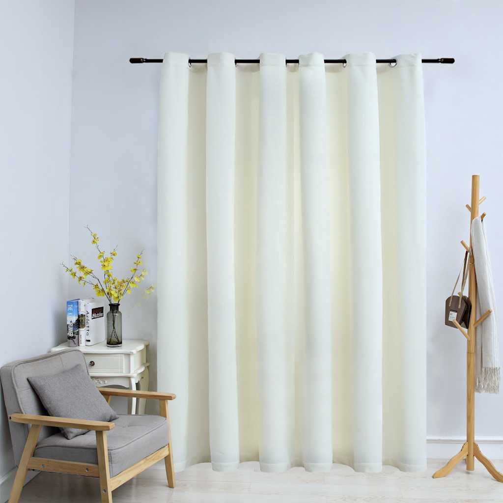 Tenda Oscurante con Anelli in Metallo Velluto Crema 290x245 cm vidaXL