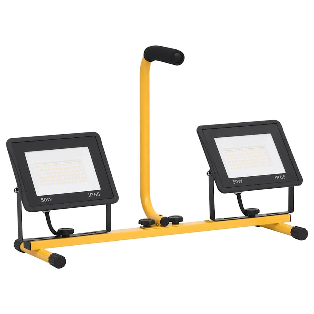 Faretto a LED con Maniglia 2x50 W Bianco Caldo vidaXL