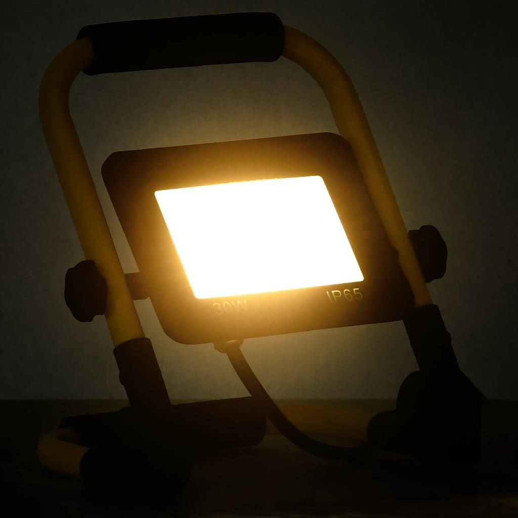 Faretto a LED con Maniglia 30 W Bianco Caldo vidaXL