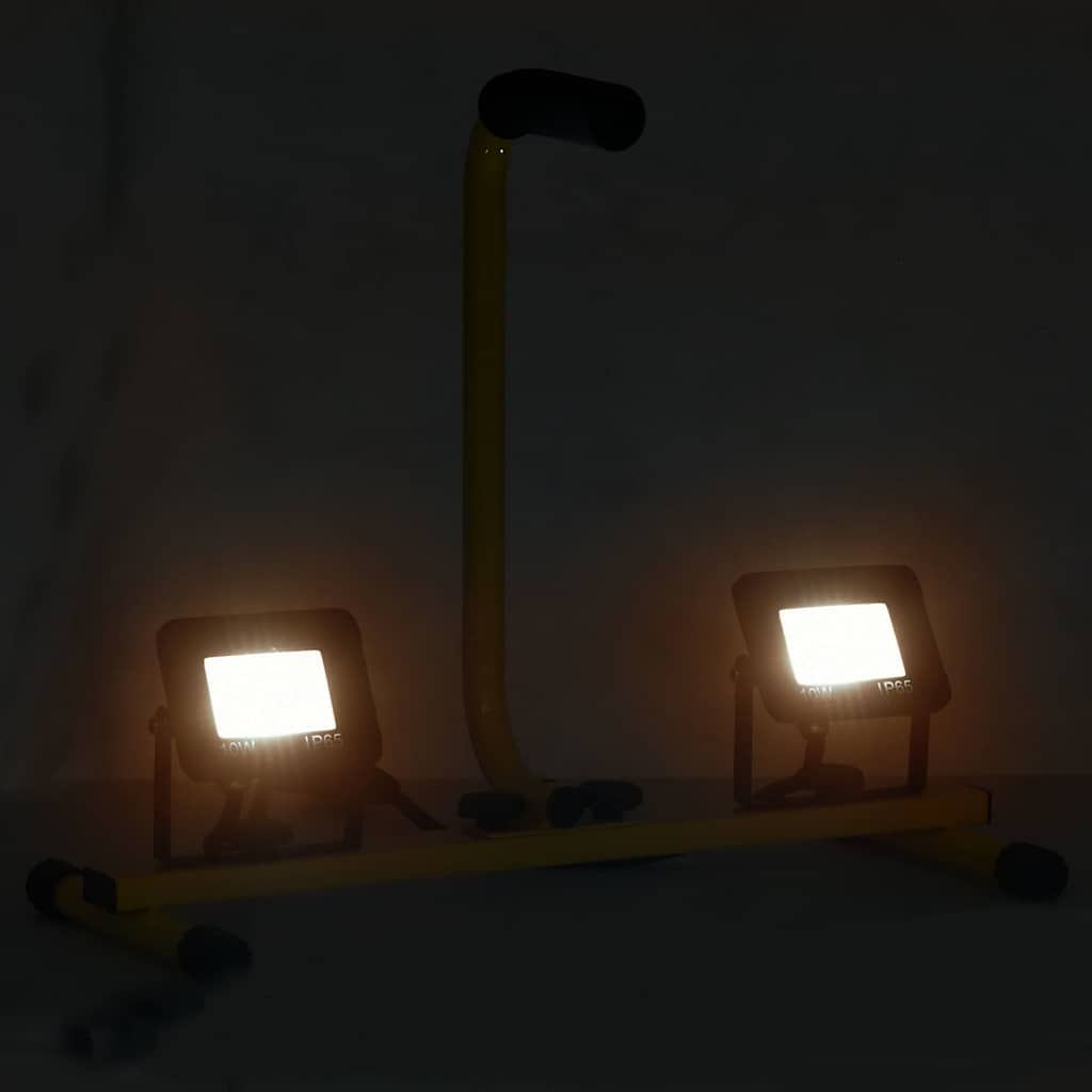 Faretto a LED con Maniglia 2x10 W Bianco Caldo vidaXL