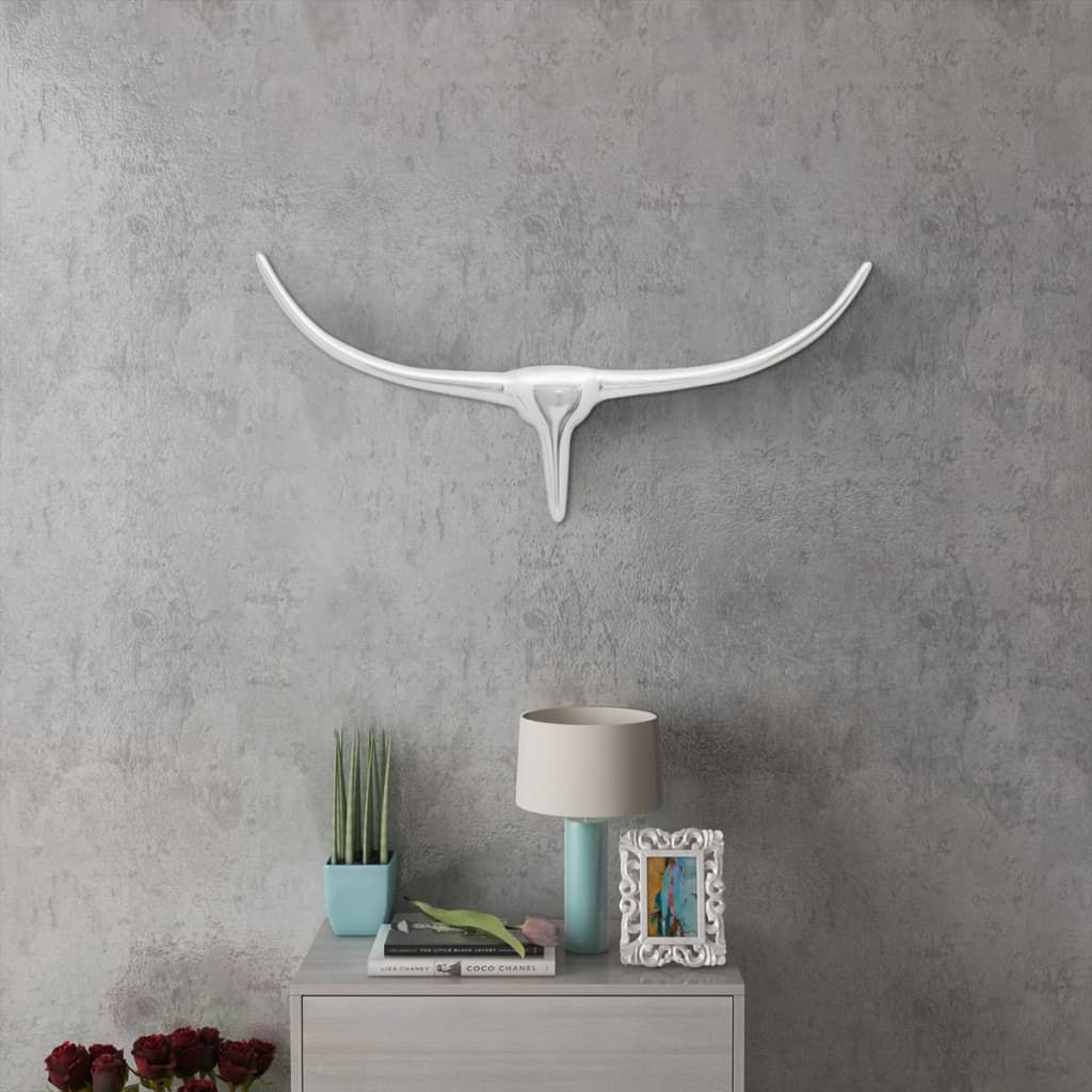 Decorazione da Parete Testa di Toro in Alluminio Argento 72 cm vidaXL