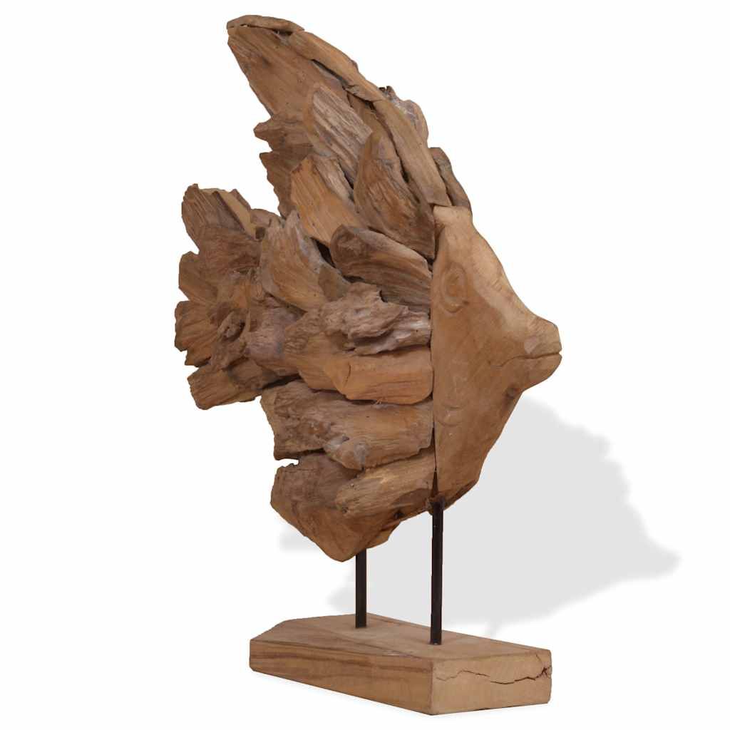 Scultura di Pesce in Teak 40x12x57 cm vidaXL