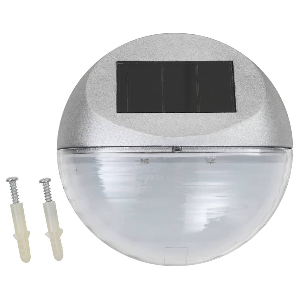 Lampade Solari da Parete da Esterno a LED 24 pz Rotonde Argento vidaXL