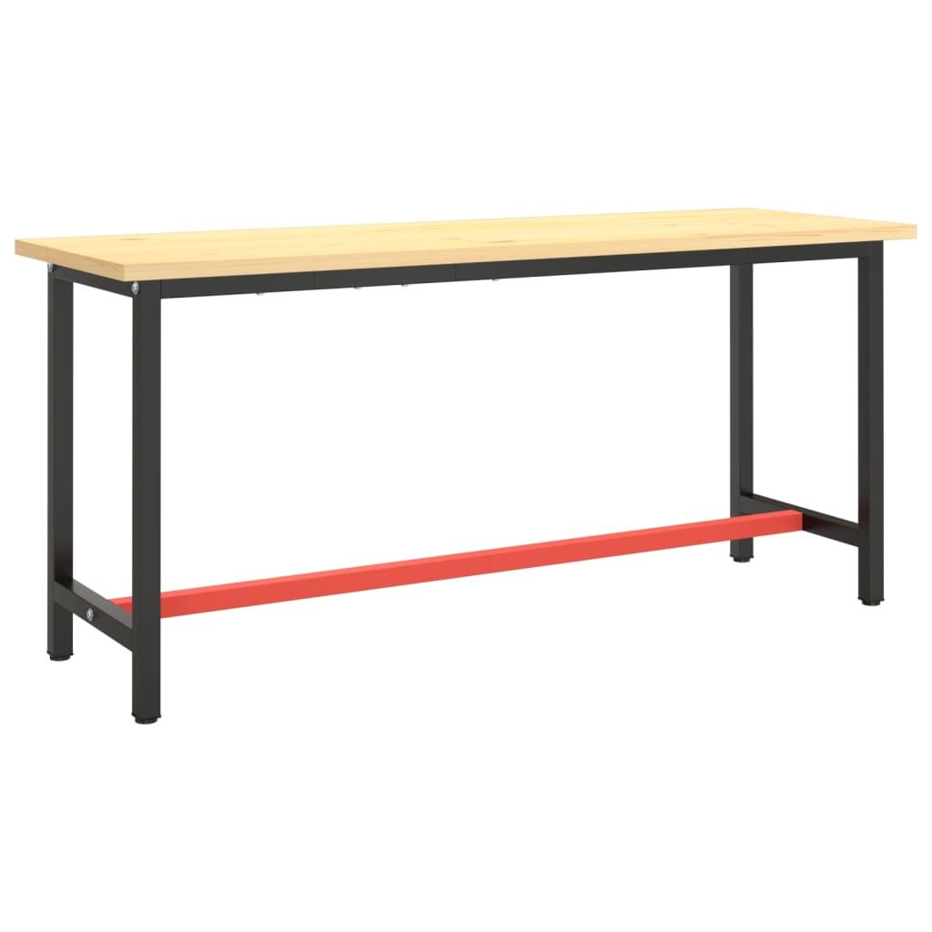 Telaio Banco da Lavoro Nero e Rosso Opaco 170x50x79 cm Metallo vidaXL