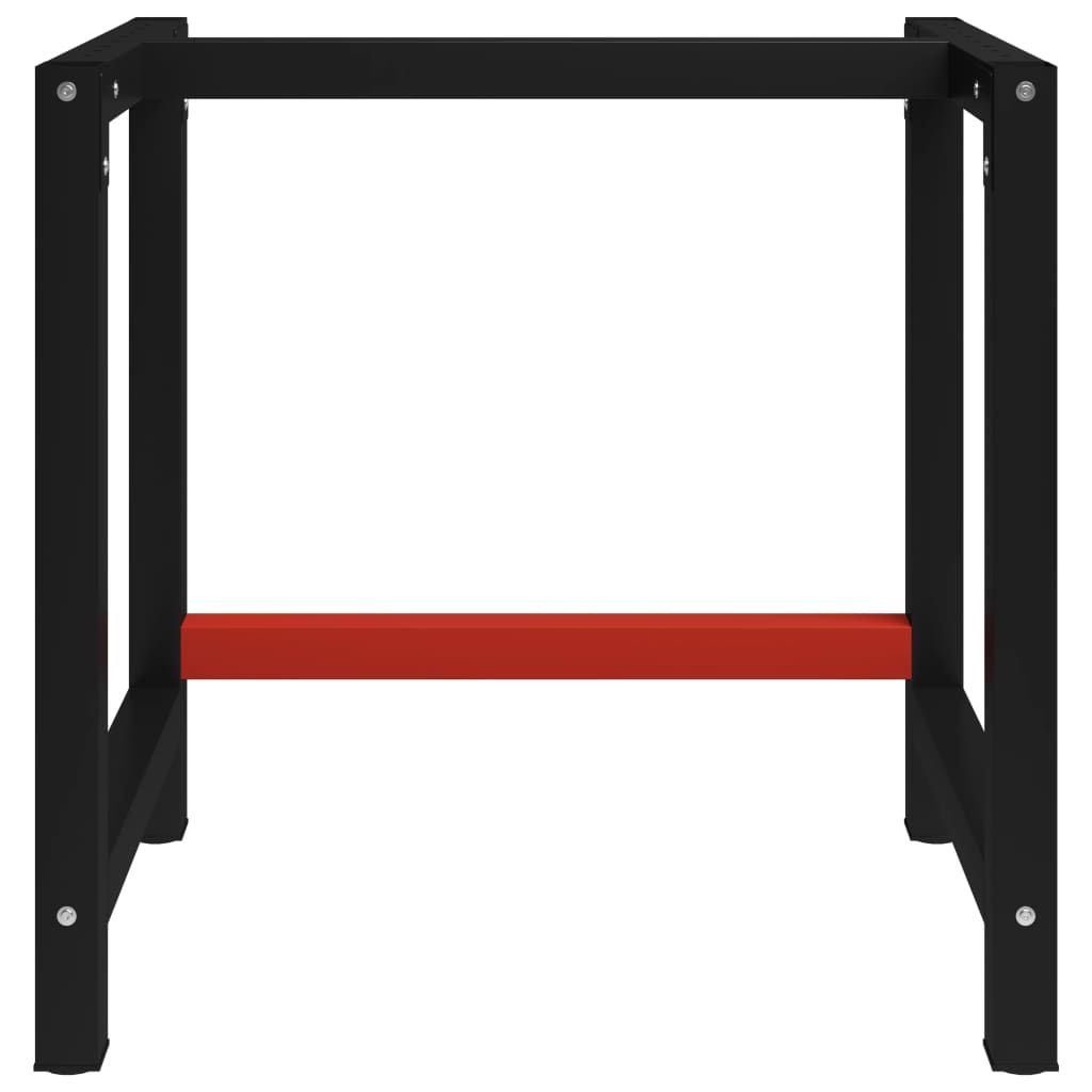 Telaio per Banco da Lavoro in Metallo 80x57x79 cm Nero e Rosso vidaXL