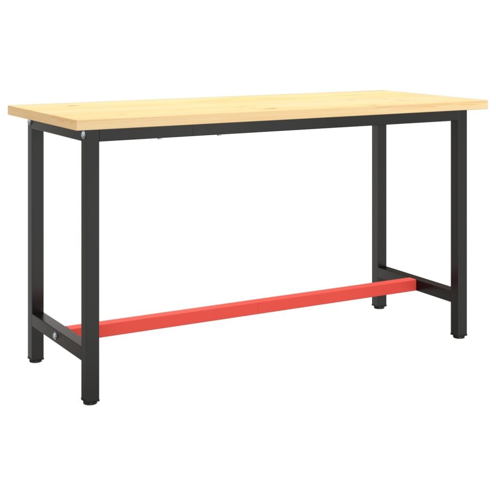Telaio Banco da Lavoro Nero e Rosso Opaco 140x50x79 cm Metallo vidaXL