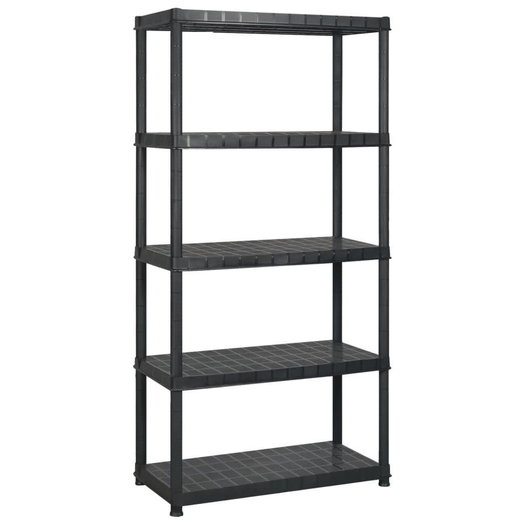 Scaffale a 5 Ripiani Nero 255x40x185 cm in Plastica vidaXL