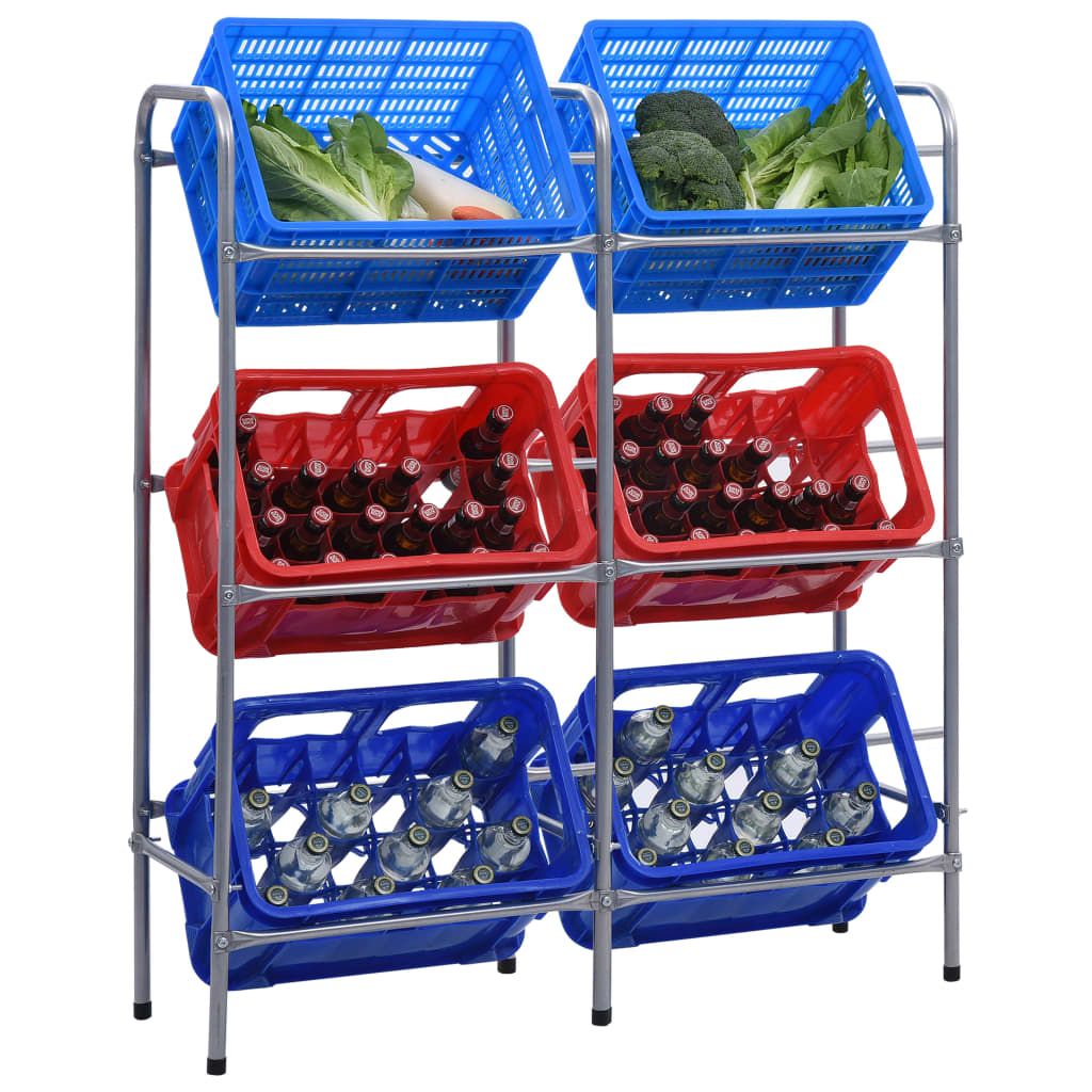Supporto con Ripiani per 6 Casse Argento 96x33x116 cm Acciaio vidaXL